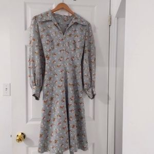 sm/med Vintage 70s Floral Cottagecore Fall Dress